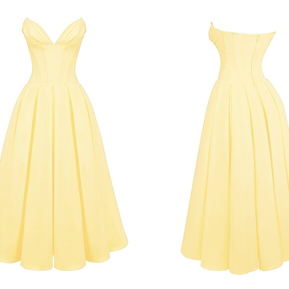 House of CB 'Lady' Sunshine Strapless Tulle Corset Midi Dress NWOT - Picture 5 of 9